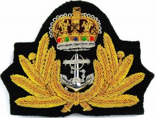 Royal Navy Officer Hat Cap Capt Admiral Bullion Badge King Crown