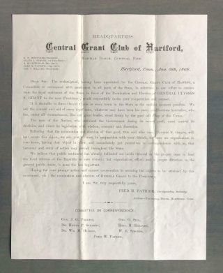 General Grant Campaign Club Hartford 1868 Civil War Moh Recipient Mentioned