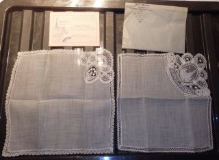 Vintage Souvenir De Bruxelles 2 Handkerchiefs (vb16)