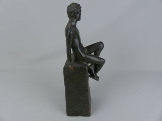 Scarce Vintage 1920 ' s Mori Galvano Pompeian Bronze Nude Male Figure Bookend 4