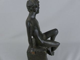 Scarce Vintage 1920 ' s Mori Galvano Pompeian Bronze Nude Male Figure Bookend 8