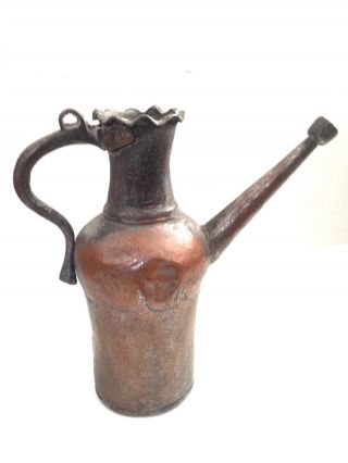 Antique Middle Eastern Forged Copper Cistern Water Pitcher Vase