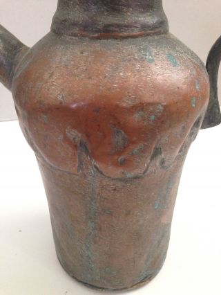 Antique Middle Eastern Forged Copper Cistern Water Pitcher Vase 4