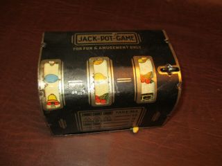 Antique 1930s Bflo Tin Toy (buffalo) & Tool Jack Pot Coin Op Casino Game