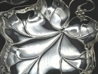 Pair Large Antique WMF Art Nouveau Silver Plated Leaf Dishes 2