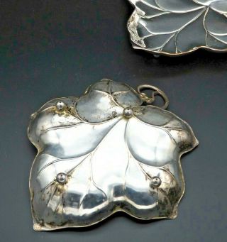 Pair Large Antique WMF Art Nouveau Silver Plated Leaf Dishes 5
