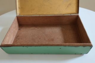 Vintage 1950’s Wood Box Green : Metal Scottie Dog Motif 3