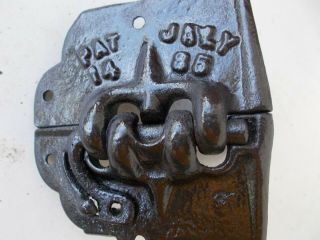 Antique Steamer Trunk Parts (1) Lid Hinge.  Cast Iron Pat.  Date 1885