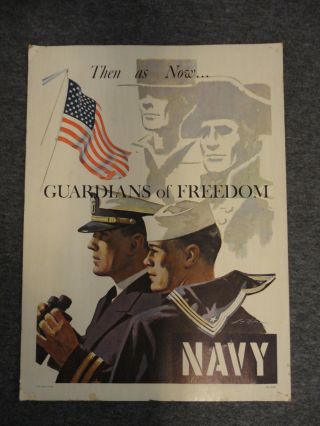1966 Vietnam Us Navy Guardians Of Freedom Then As Now Recruiting Poster - L.  Nolan