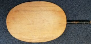 Vintage Primitive Wooden Cutting Board With Wooden Black Paddle Handle