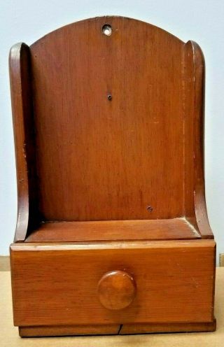 Vintage Wood Primitive Wall Mount Or Table Top Box Shelf With Drawer
