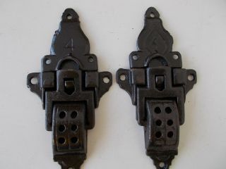 Antique Steamer Trunk Parts (2) 4 Cast Iron Clasps