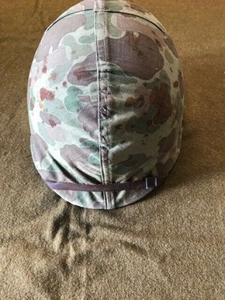 Ww2 Usmc Combat Helmet With First Pattern Camo Helmet Cover - Complete