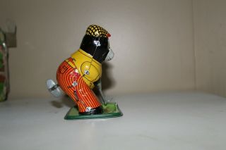 MECHANICAL BEAR GOLFER WIND UP TIN LITHOGRAPH TOY T.  P.  S.  MADE IN JAPAN BOX 3