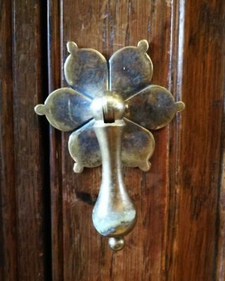 Vintage Victorian Brass Cabinet Chest Of Drawers Flower Drop Handles