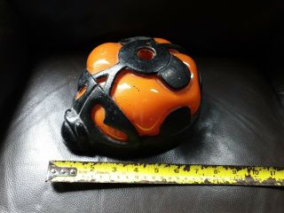 Antique Vintage Cast Iron Ladybug Orange Glass Lamp Base Tea Light 99p