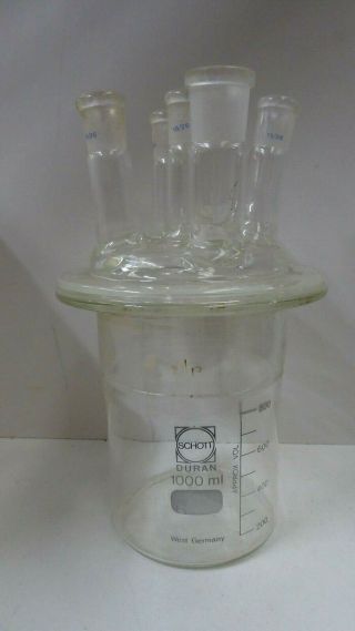 Vintage Schott Duran 1000 Ml West German Laboratory Glass Desiccator Bowl Flask