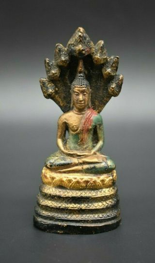 Vintage Bronze Thai Decorated Buddha Figurine