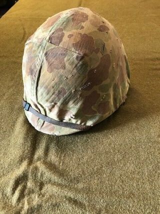Ww2 Usmc Combat Helmet With Third Pattern Camo Helmet Cover - Complete