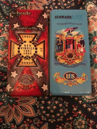 Schrade 150 Year Civil War Knife Collectible Tin Set (union And Confederate)
