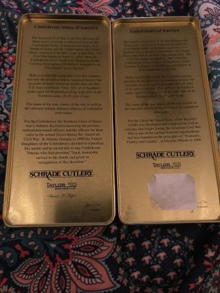 Schrade 150 Year Civil War Knife Collectible Tin Set (union And Confederate) 2