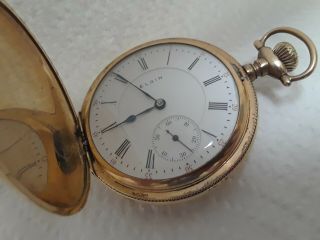 Old Pocket Watch Elgin G.  M.  Wheeler 17 J Adjusted C 1905 Engraved Hunter Case
