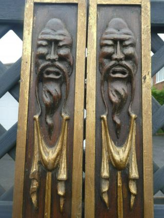 Antique Art Deco Hand Carved Wooden Chinese Immortal Art Work Panels Plaques