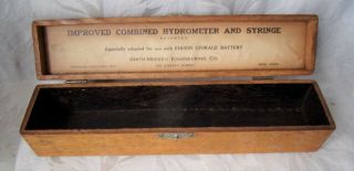 Antique Hydrometer & Syringe Wooden Box Edison Co Storage Battery Smith Meeker