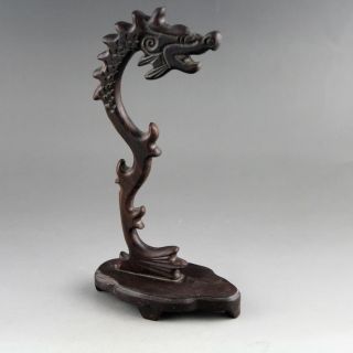 6.  7  Chinese hardwood ancient dragon carving pendant display rack gift collect 5