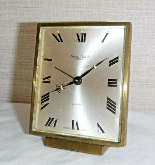 Swiza Sheffield Swiss 8 Day Desk Boudoir Clock Mid - Century With Alarm