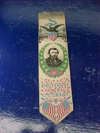 19thc Lt General Us Grant Woven Silk Stevensgraph Bookmark