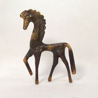 Vintage Mid - Century Bronze Etruscan Horse Sculpture In Frederick Weinberg Style