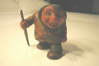 Vintage Rare Otto Sveen Hand Carved Male Troll With Walking Stick 2