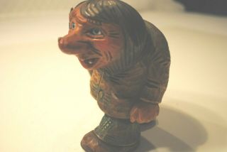 Vintage Rare Otto Sveen Hand Carved Male Troll With Walking Stick 4