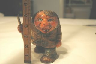 Vintage Rare Otto Sveen Hand Carved Male Troll With Walking Stick 5