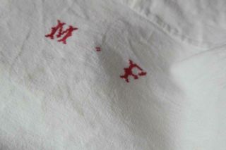 French Antique Linen Sheet Red 