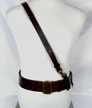 Wwii German Dagger Hanger Brown Leather Ww1 Belt Political Officer Cross Strap