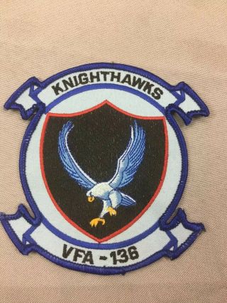 Knighthawks Vfa - 136 Navy Fabric Patch - Blue,  Light Blue,  Red & Yellow Colors
