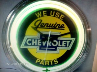 CHEVROLET NEON CLOCK art deco DEALER SHOWROOM & SERVICE ADVERTISING SIGN 4