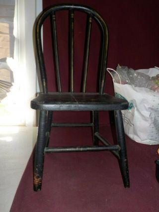 Vintage Adoarable Childs Black Spindle Back Chair With Butterfly Decals No Brand