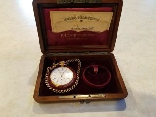 Rare Jules Jurgensen Copenhagen 18k Gold Pocket Watch W/ Case &