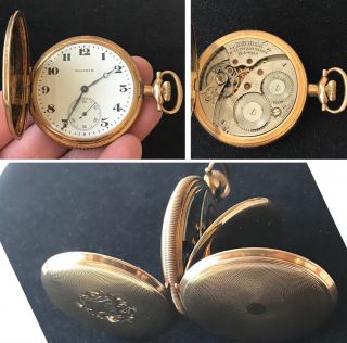 Antique Waltham 17 Jewel Pocket Watch 14k Solid Gold Dueber Hunter’s Case