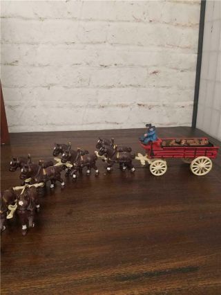 Cast Iron Horse Wagon Clydesdale Budweiser Wagon (30) Barrels