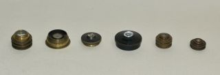 6 X Old Objective Lens / Nosepiece For Early Brass Microscope.