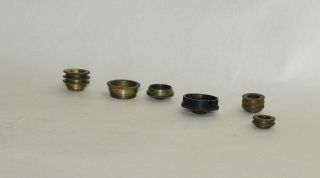 6 x old objective lens / nosepiece for early brass microscope. 4