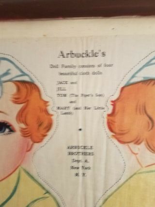 1931 Framed Colored Fabric Doll Pattern,  Jack,  of Jack & Jill Nursery Rhyme Fame 2