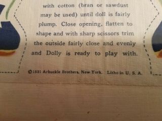 1931 Framed Colored Fabric Doll Pattern,  Jack,  of Jack & Jill Nursery Rhyme Fame 5
