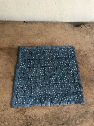 BEST Early Antique Blue Star CALICO Handmade Candle Mat Trivet AAFA Textile LAST 2