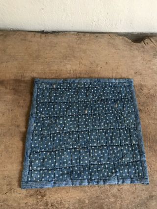 BEST Early Antique Blue Star CALICO Handmade Candle Mat Trivet AAFA Textile LAST 3