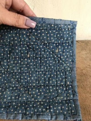 BEST Early Antique Blue Star CALICO Handmade Candle Mat Trivet AAFA Textile LAST 5
